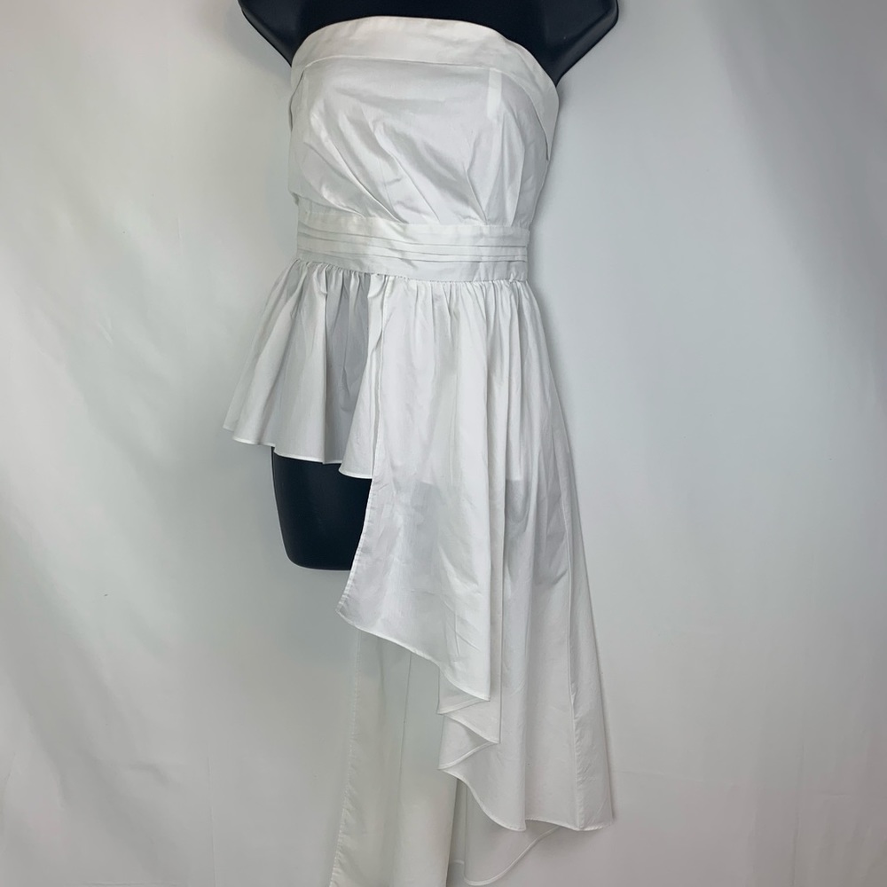 5/$25 NY & Co Asymmetric White Poplin Top Sz M